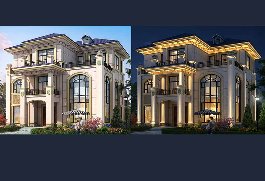 如何使用“别墅景观照明”模板？